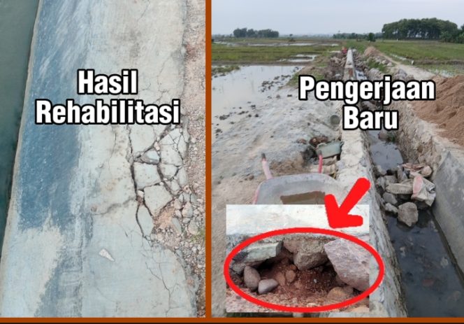
					Proyek Revitalisasi Saluran Irigasi Way Nenep di Pekon Tambah Rejo Diduga Rendah Kualitas