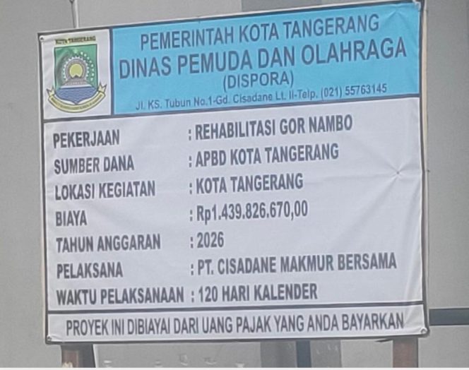 
					Dispora Kota Tangerang Bungkam Terkait Dugaan Proyek Mangkrak GOR Nambo Senilai Rp1,4 Miliar