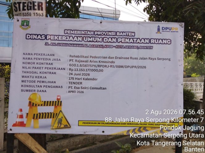 
					Proyek Pedestrian Rp13,1 Miliar di Serpong Diduga Asal Jadi, Kadis PUPR Banten Memilih Bungkam