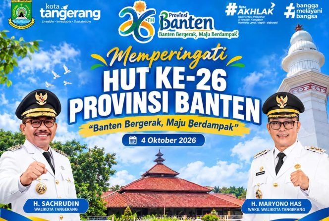 
					Semangat “Banten Bergerak, Maju Berdampak” Warnai Peringatan HUT ke-26 Provinsi Banten di Kota Tangerang