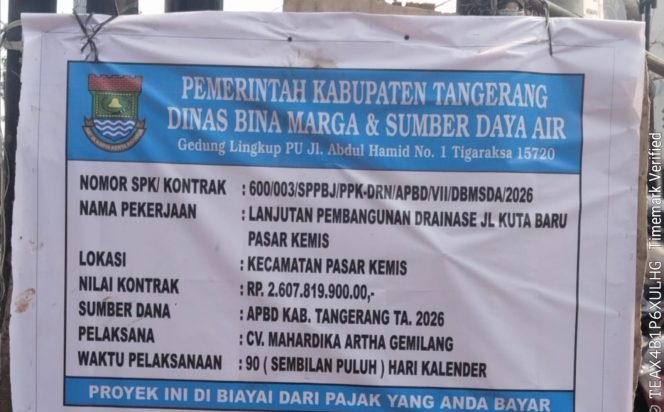 
					PPTK ‘Gaib’, Proyek Drainase Rp2,6 Miliar di Pasar Kemis Tangerang Amburadul